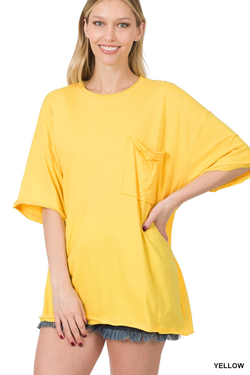 | '- Yellow Oversized Boyfriend Tee W/Pocket