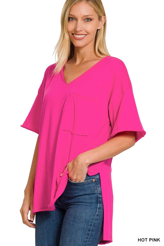 | '- H Mauve Raw Edge Boyfriend Tee