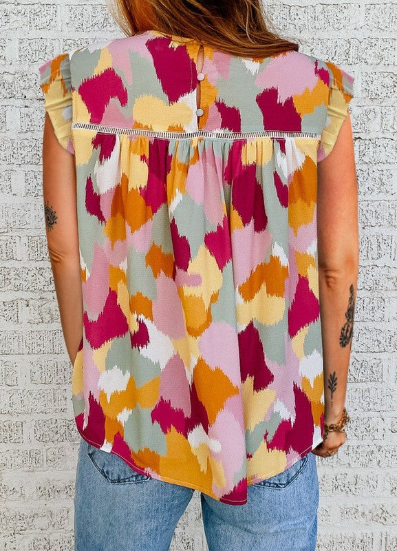 | '- Abstract Sleeveless Top