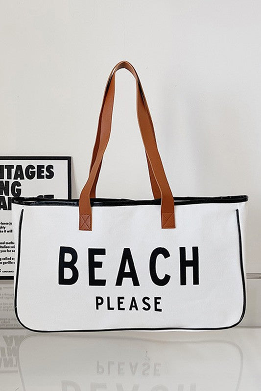 Beach Please Canvas Tote
