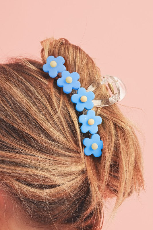 Blue Multi-flower Claw Clip