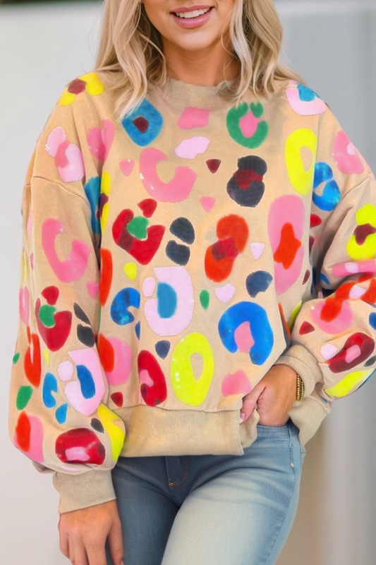 | Colorful Leopard Pullover