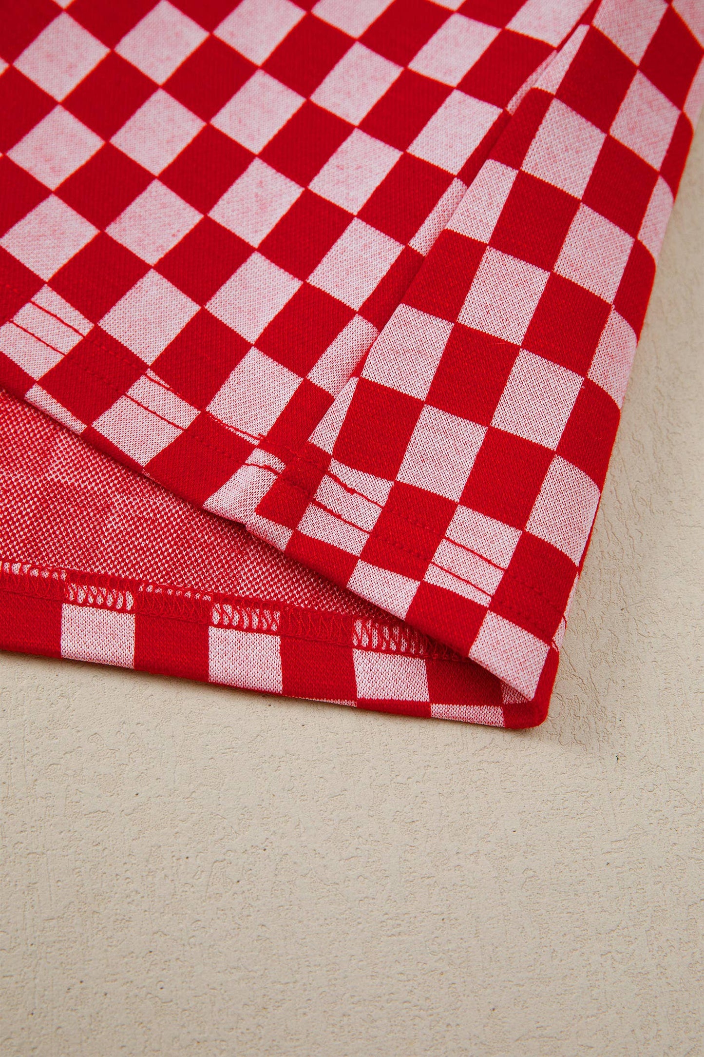 Checkered Print Ruffle Blouse