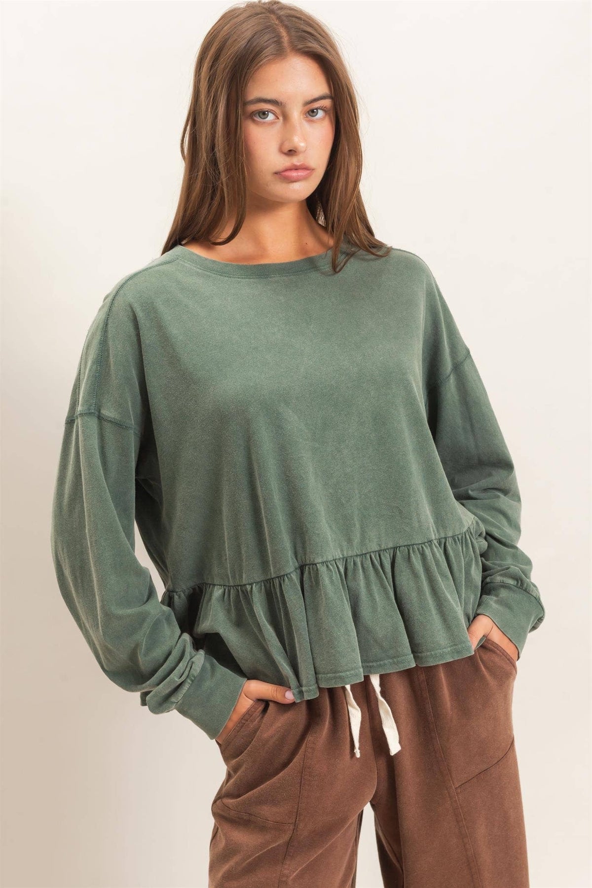 Peplum Long Sleeve Top