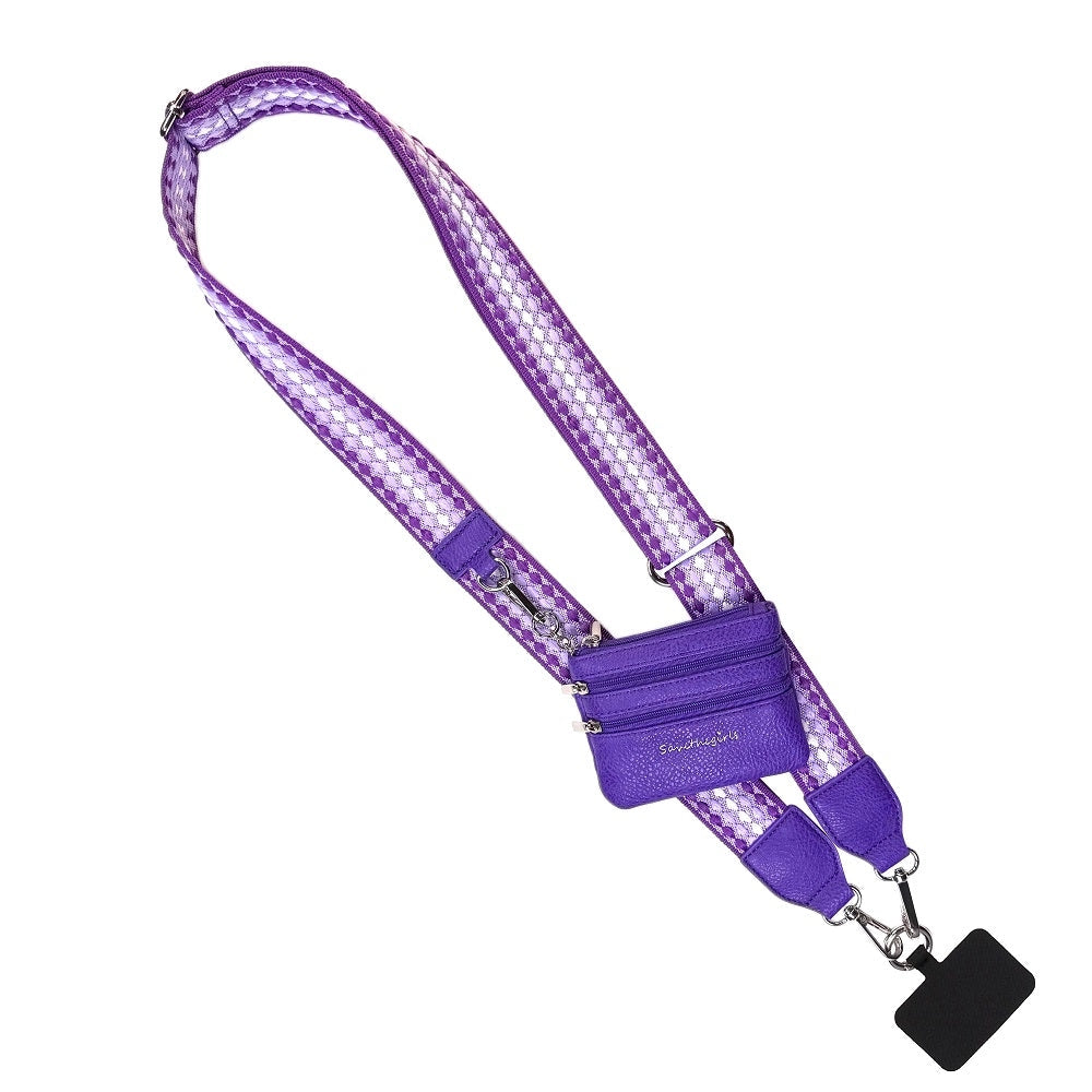 Purple Clip & Go Strap W/Zippered Pouch Fun Dots