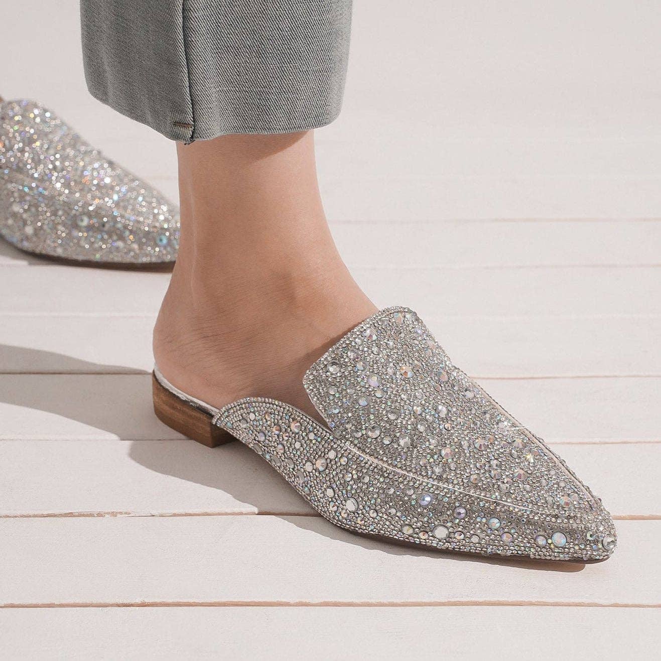 Rhinestone Slip-On Mules