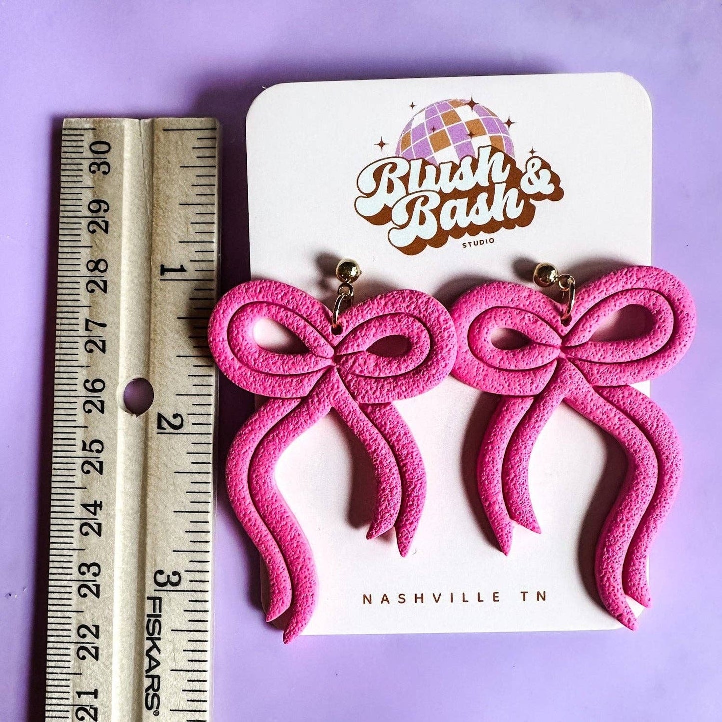 Preppy Pink Bow Dangle Earrings