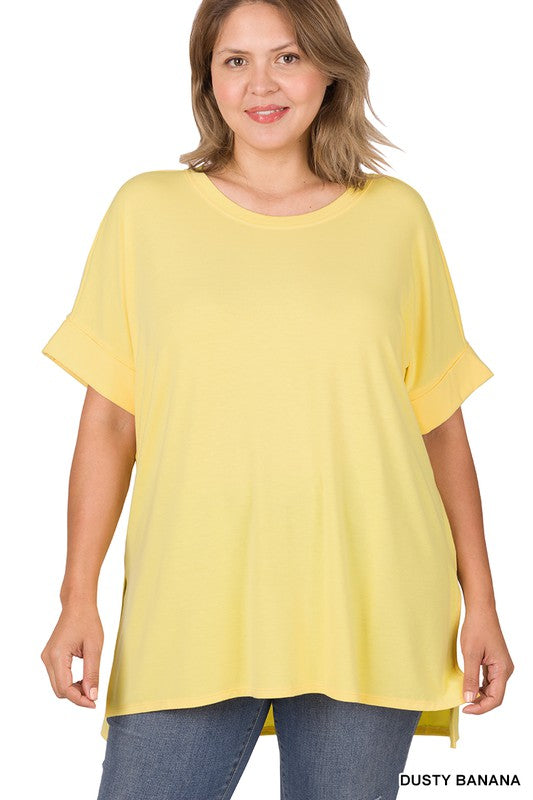 | '- Dusty Banana Rolled Sleeve Top
