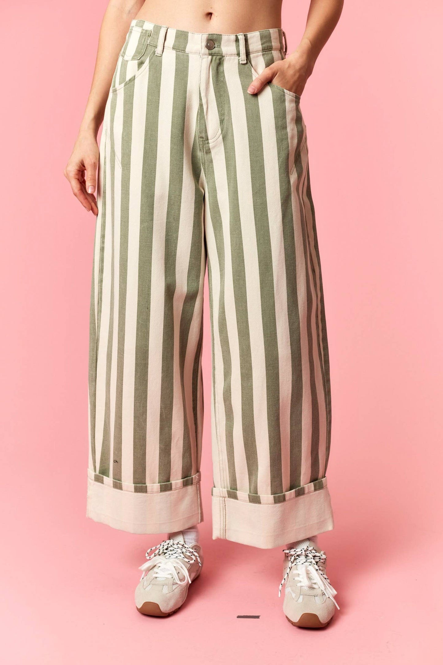 Stripe Barrel Printed Jeans