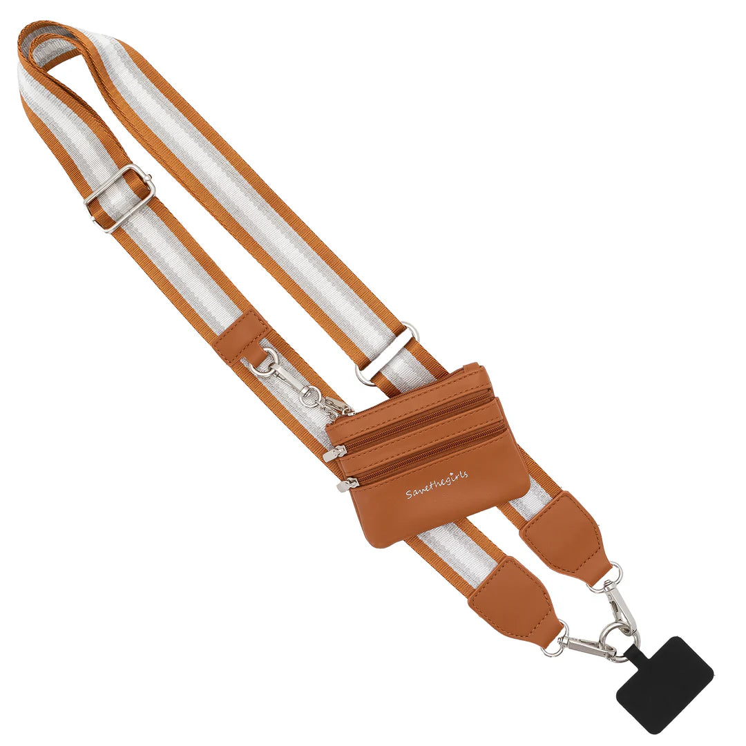 Brown Stripe Clip & Go Strap with Pouch