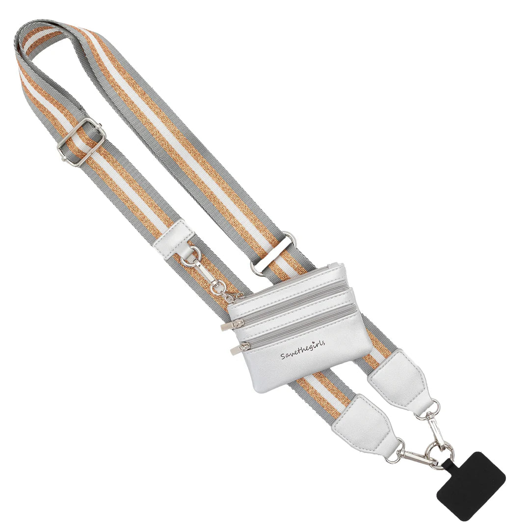 Silver Stripe Clip & Go Strap with Pouch