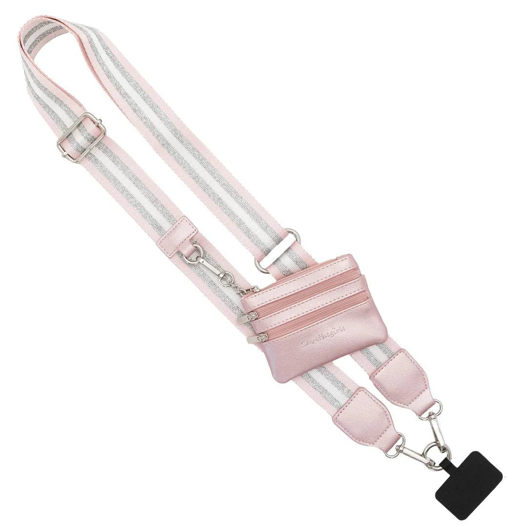 Pink Stripe Clip & Go Strap with Pouch