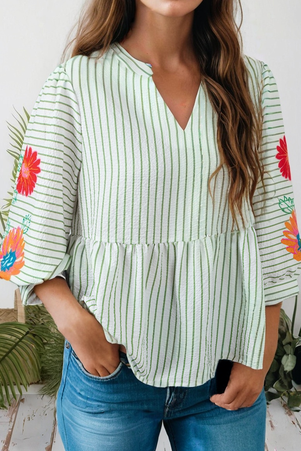 Floral V Neck Blouse