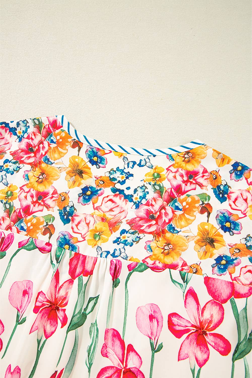 Floral Print Striped Blouse
