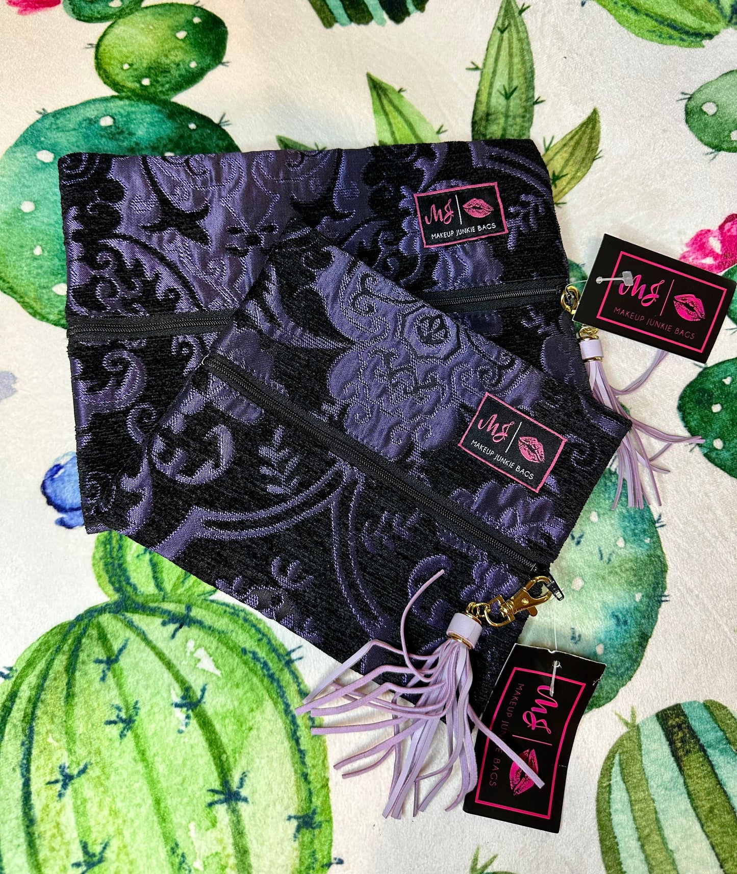 - Elegant Purple Makeup Junkie Bag