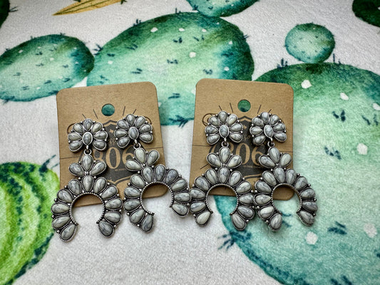 Grey Marble Squash Blossom Earrings - UD