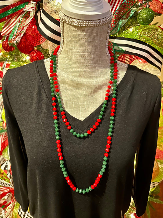 Christmas Red and Green Bead Necklace