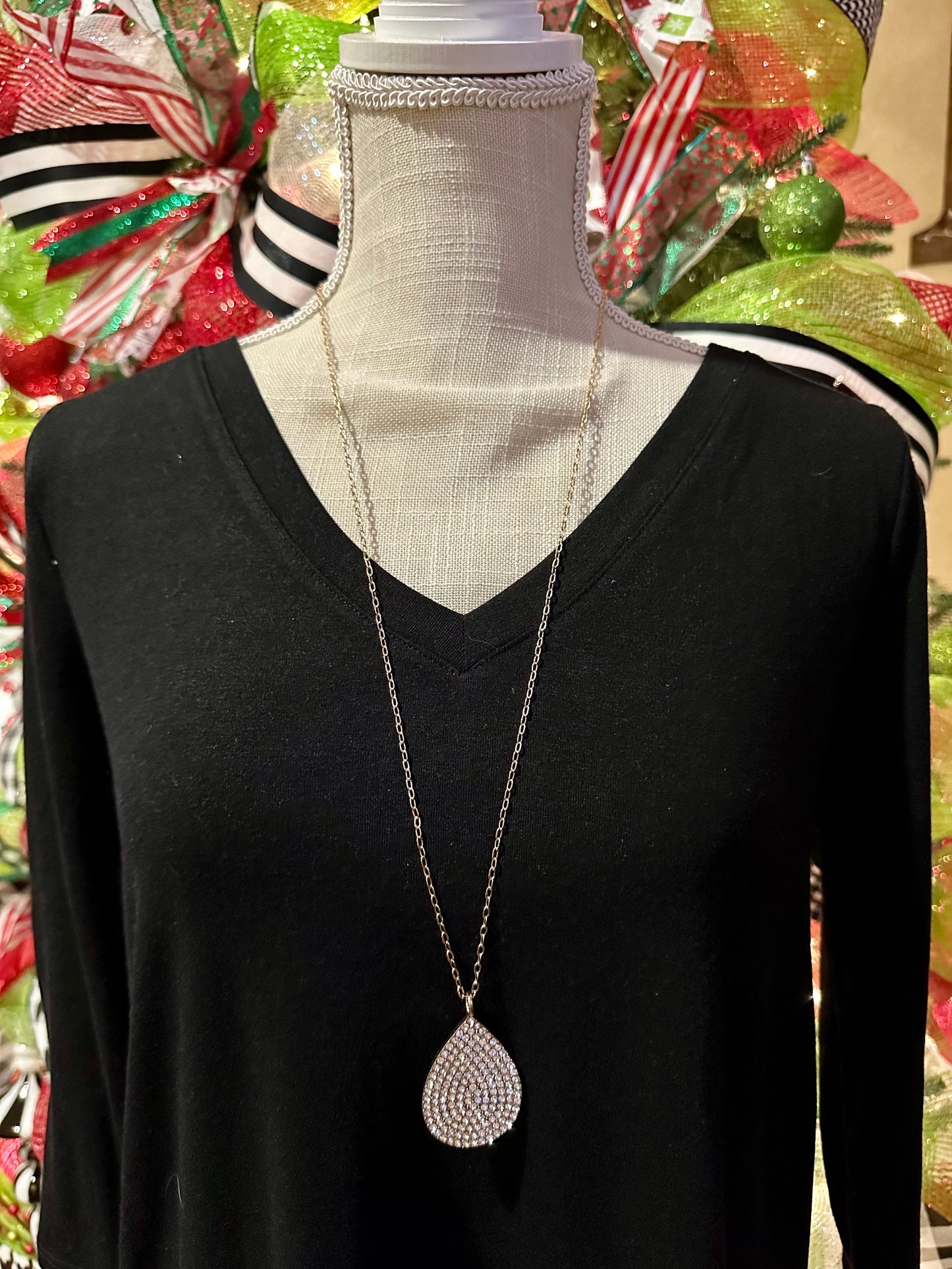 Gold Crystal Dangle Necklace