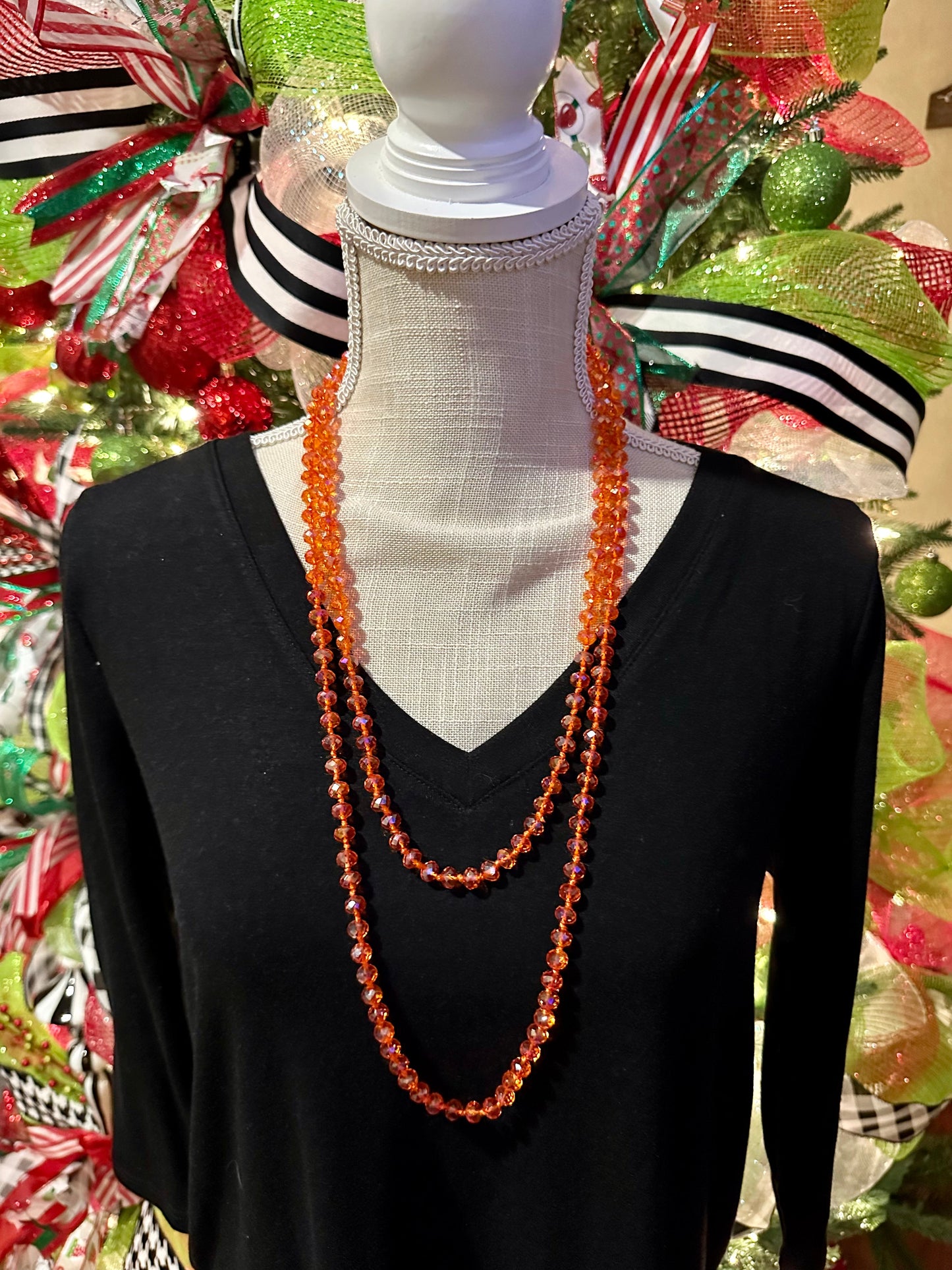 Fluorescent Orange Beaded Necklace
