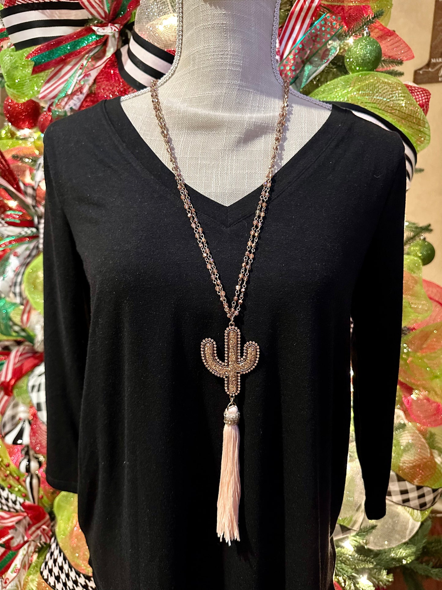 Rose gold Cactus Tassel Necklace