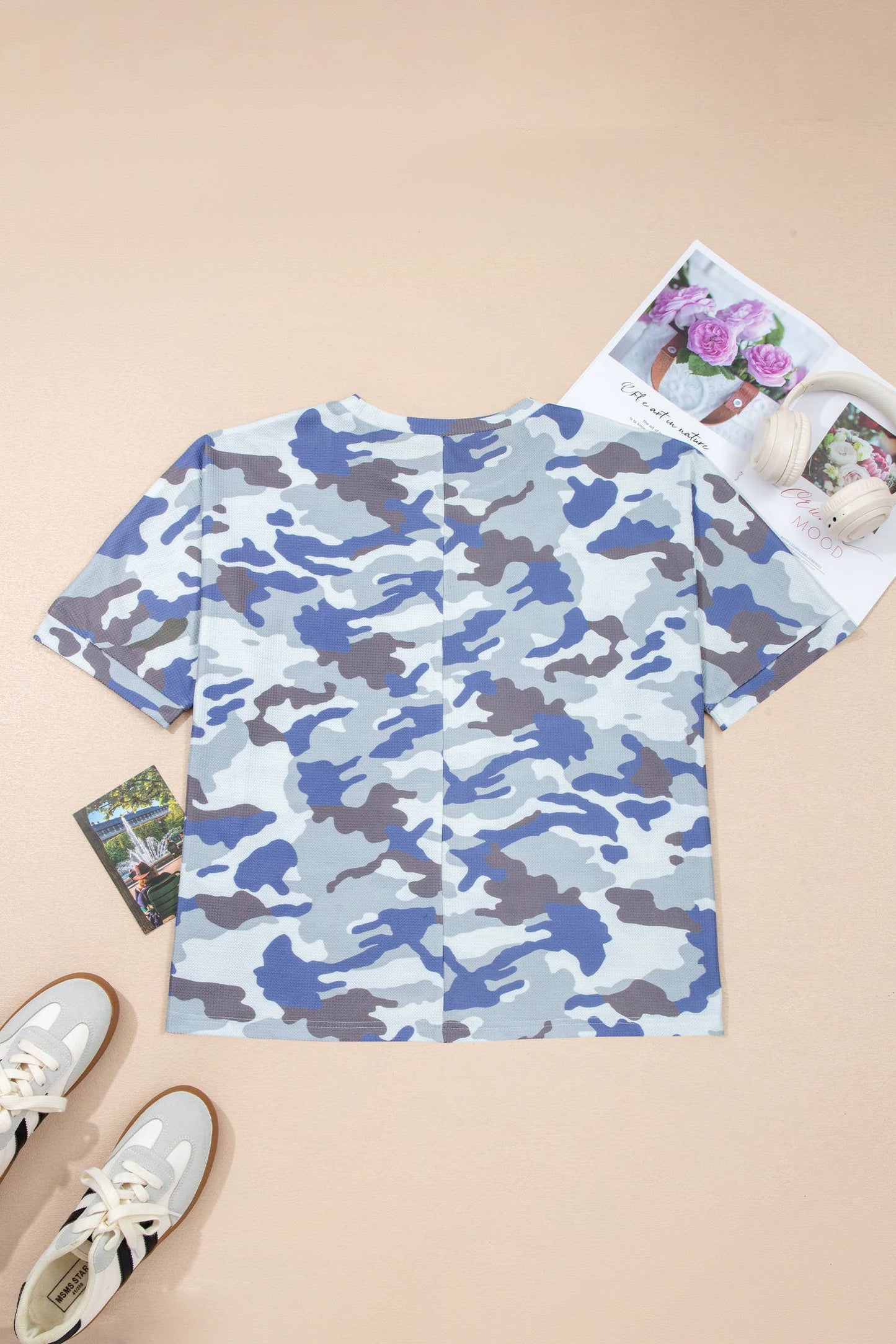 Camo Print Short Sleeve Top