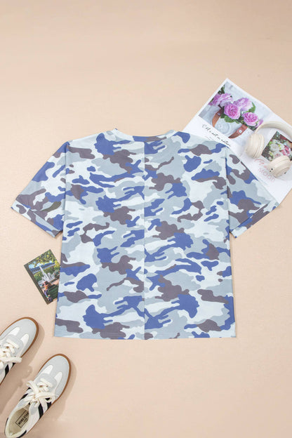 Camo Print Short Sleeve Top