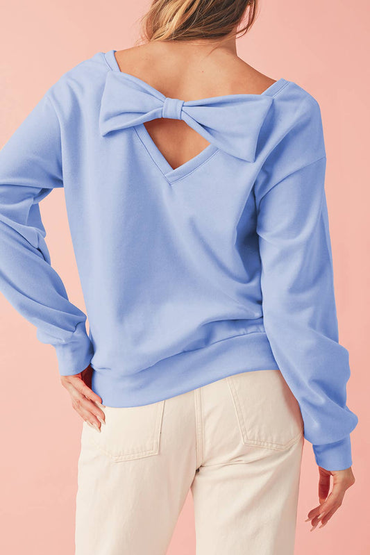Bowknot Back Round Neck Sweatshirt