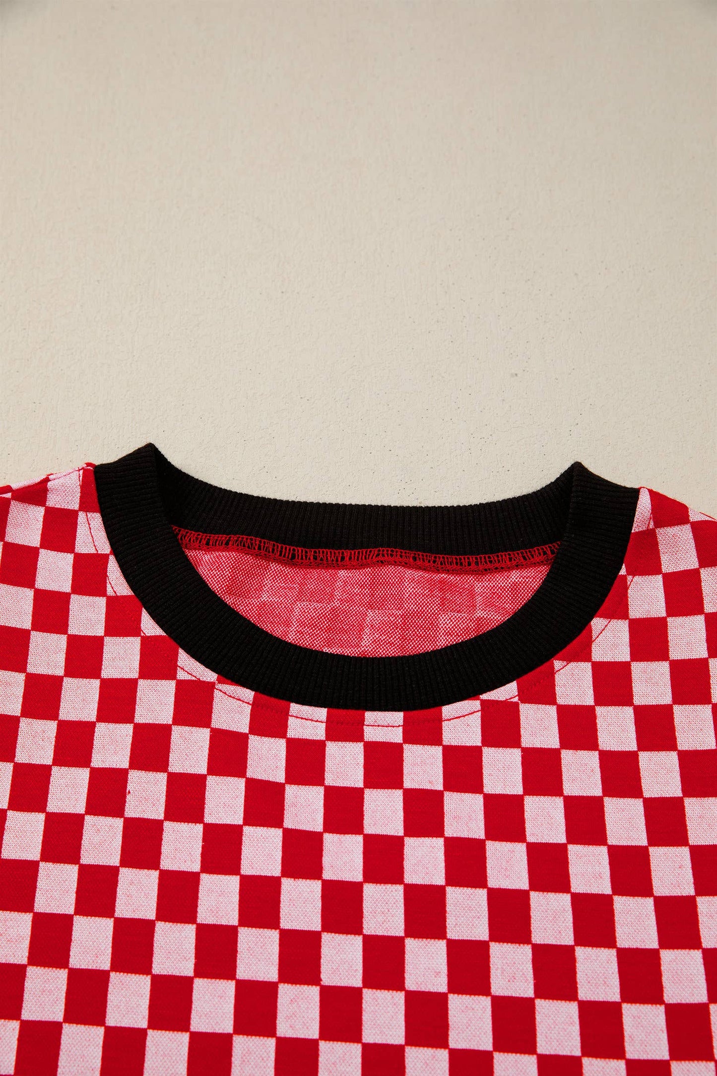 Checkered Print Ruffle Blouse