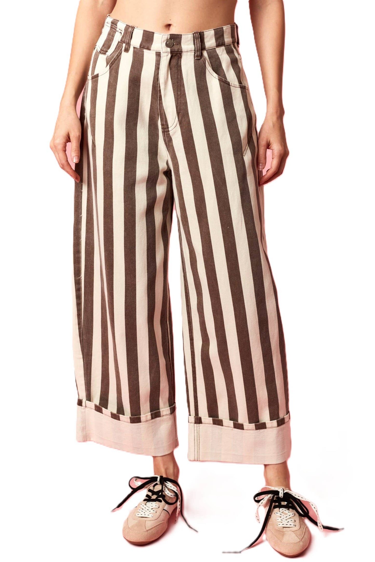 Stripe Barrel Printed Jeans