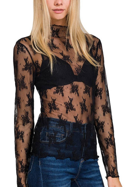 Brown Lace Layering Top