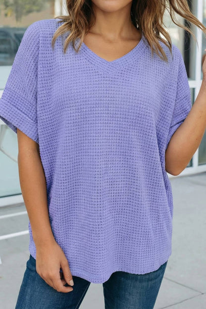 Waffle Knit Short Sleeve Top