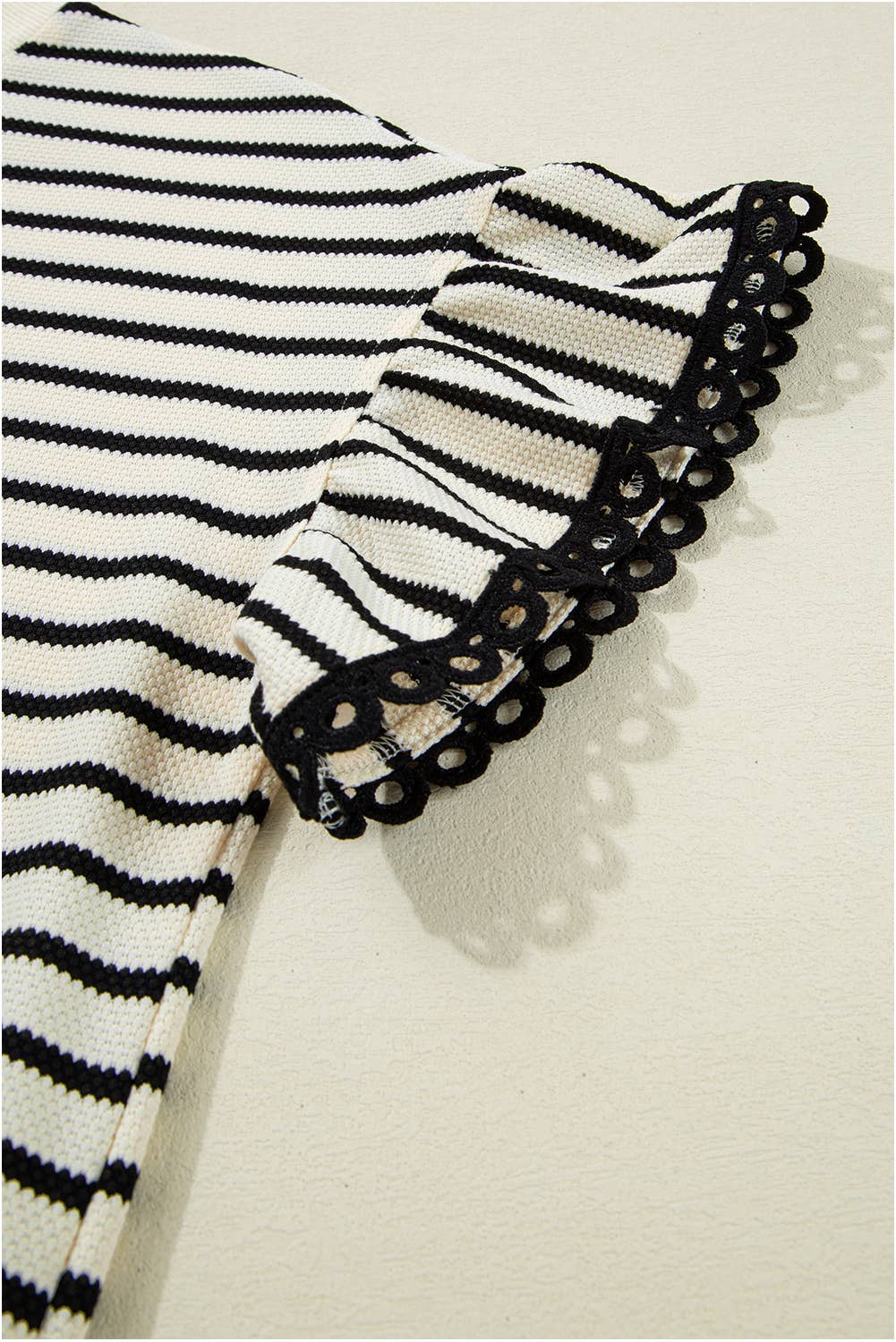 Stripe Scallop Lace Trim Top