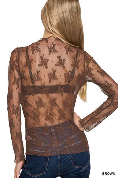 Brown Lace Layering Top