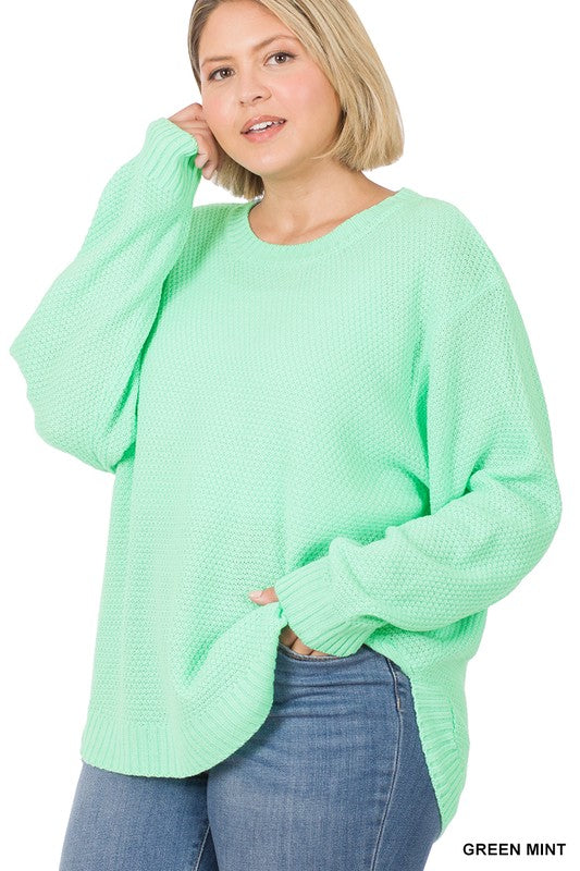 - Green Mint Hi-Low Sweater