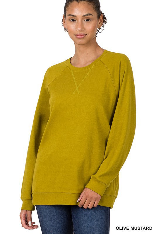 Olive Mustard Round Neck Pullover