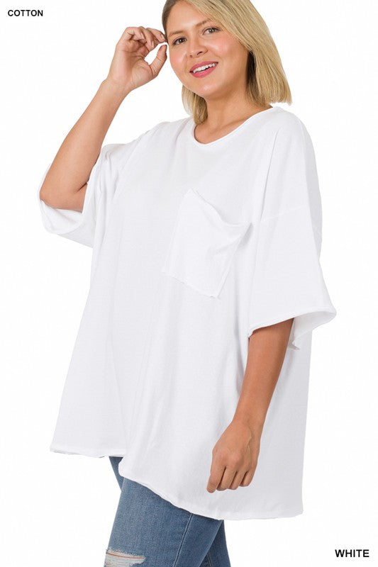| '- White Raw Edge Boyfriend Tee