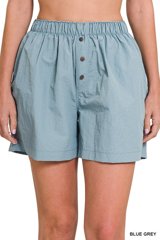 - Blue Grey Windbreaker Shorts