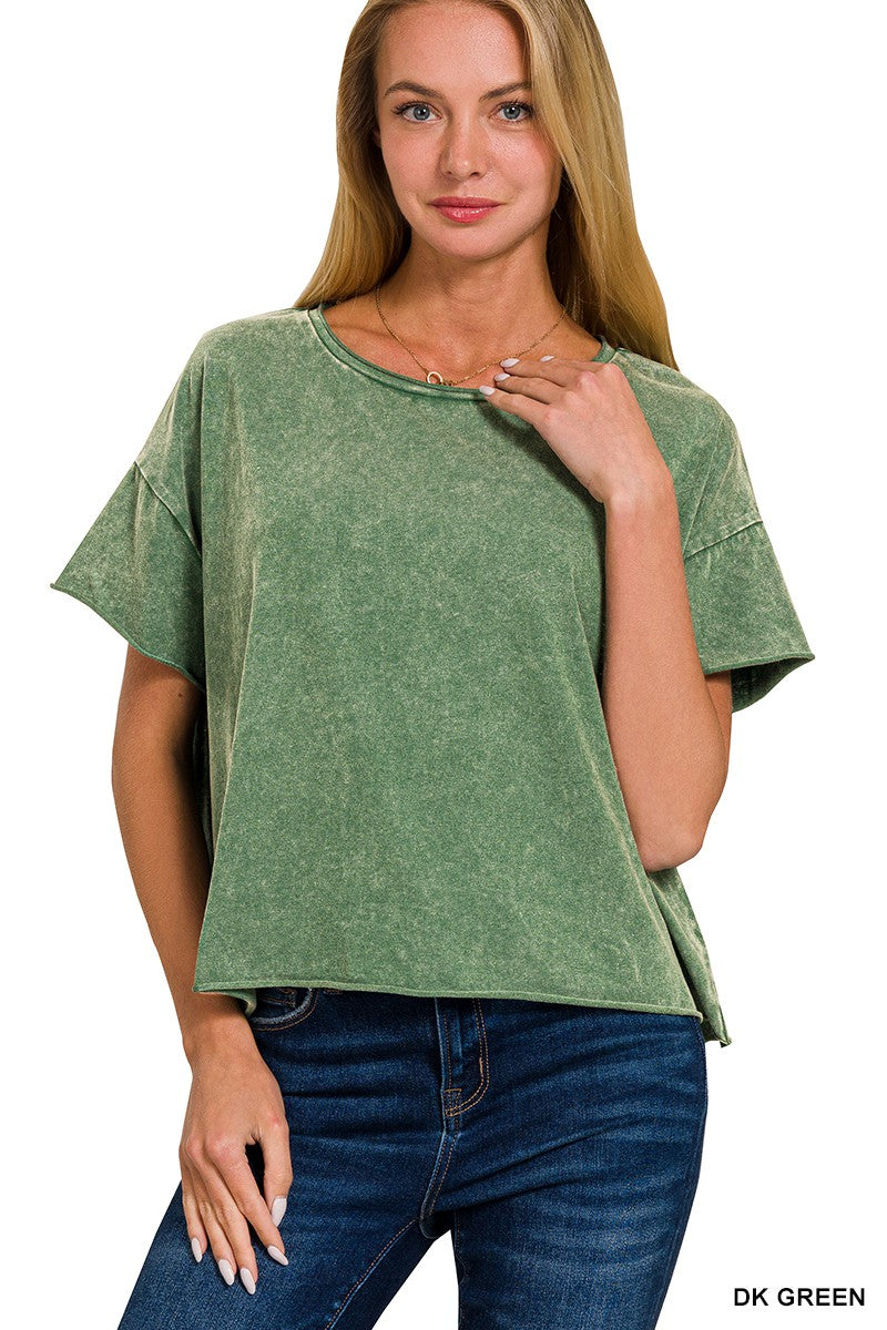 - Dk Green Acid Wash Crop Top