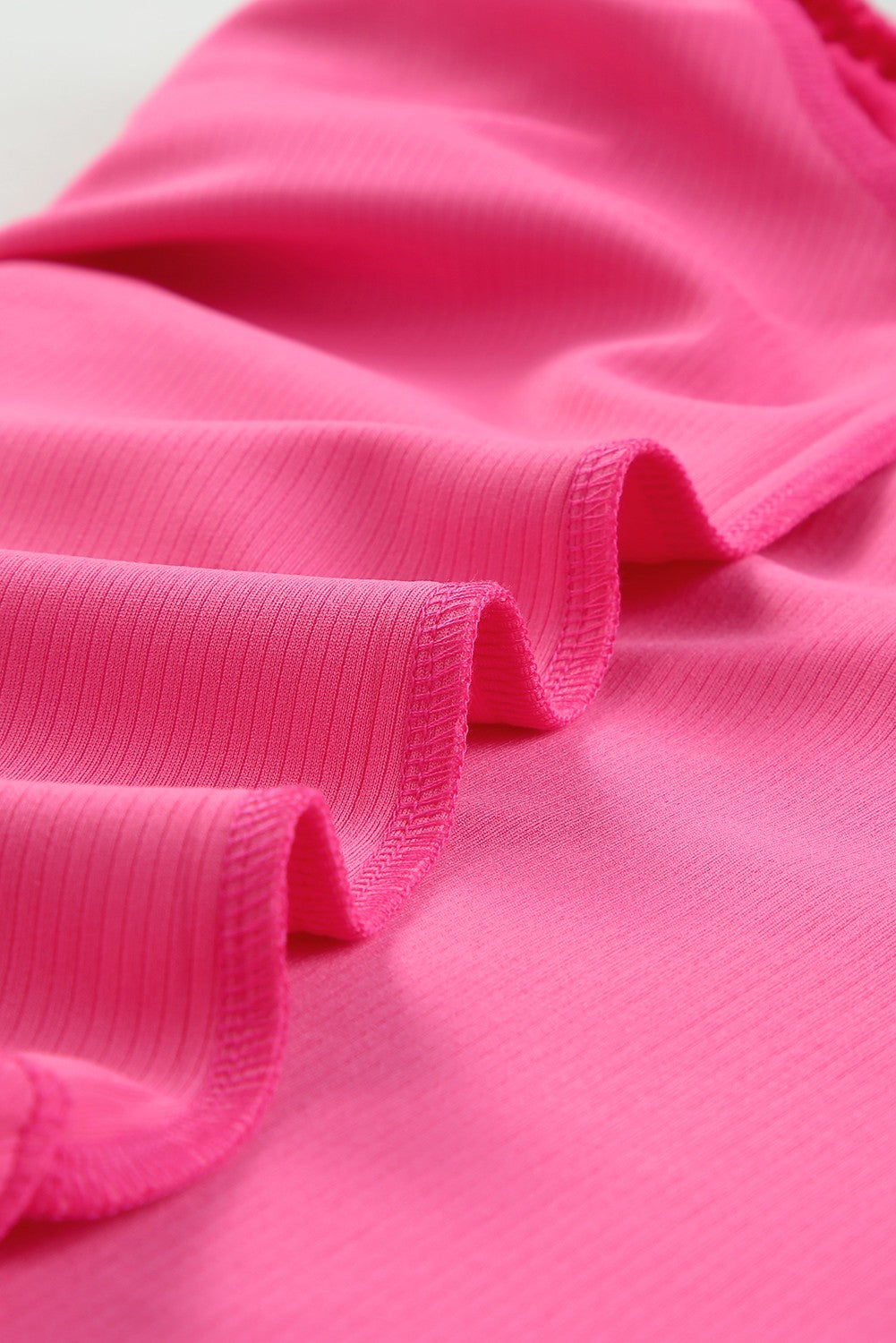 Rose Ribbed Puff Top