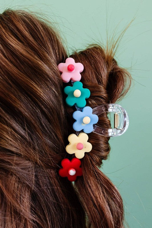 Multicolor Multi-flower Claw Clip