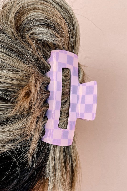 Pink & Purple Checkered Claw Clip