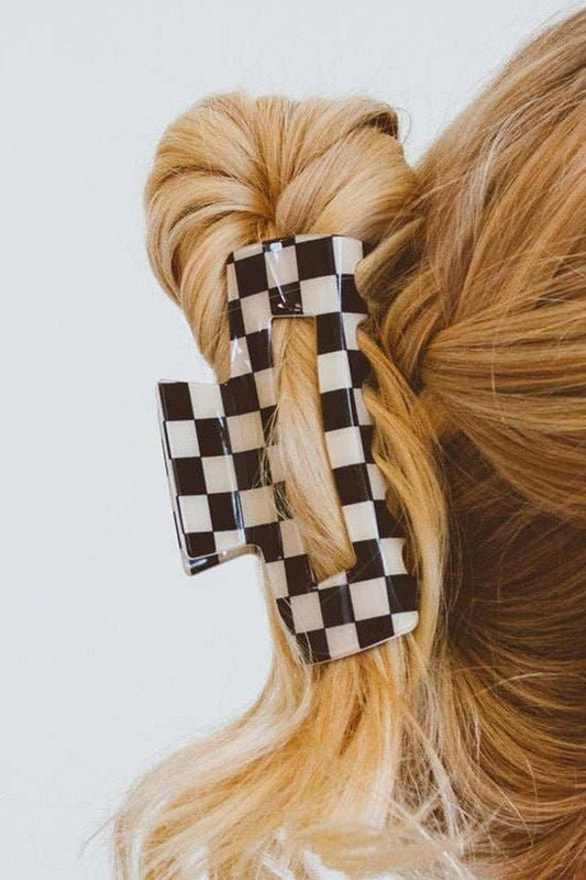 Black Checkered Claw Clip