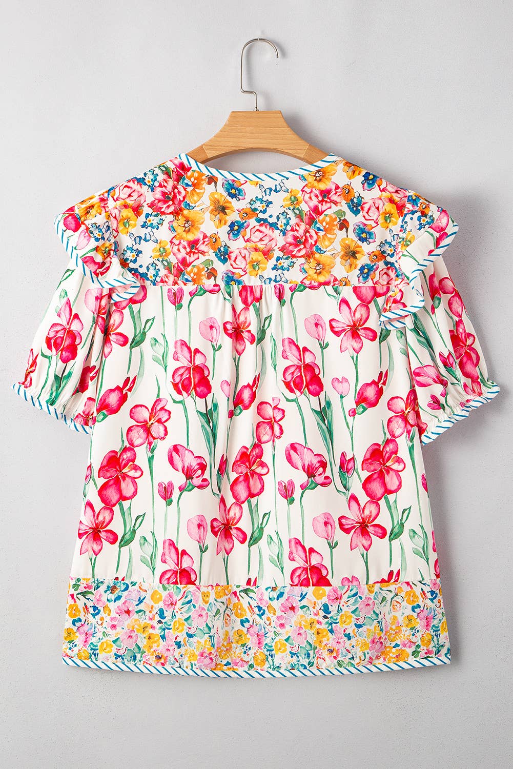 Floral Print Striped Blouse