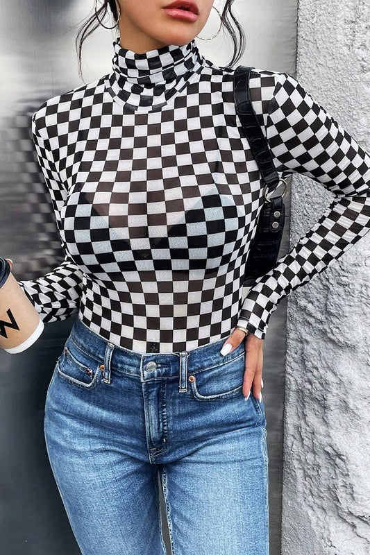 | Checkered Print Bodysuit