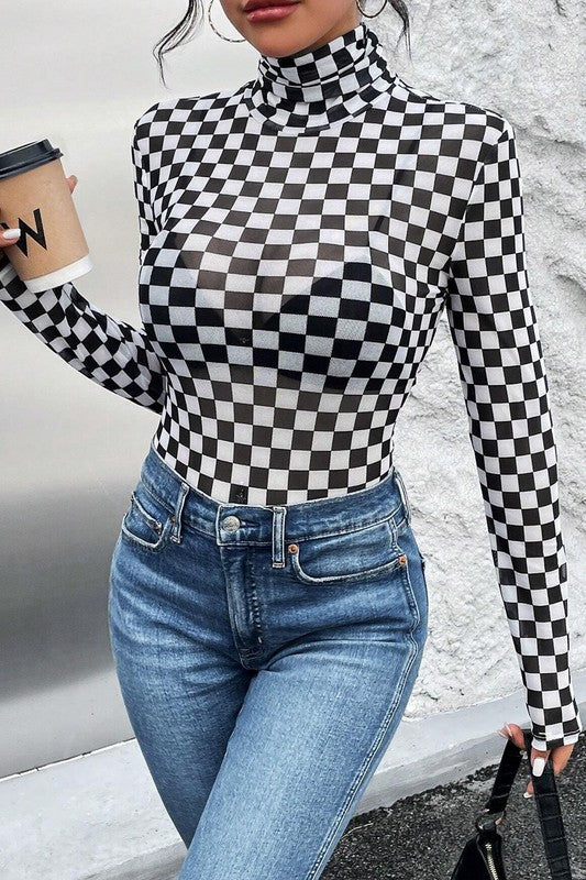| Checkered Print Bodysuit