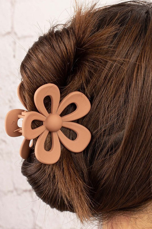 Brown Flower Claw Clip