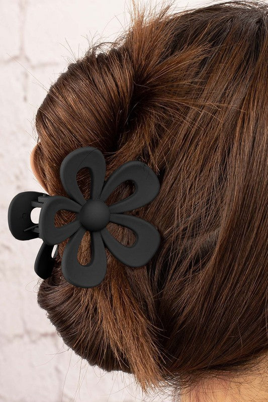 Black Flower Claw Clip
