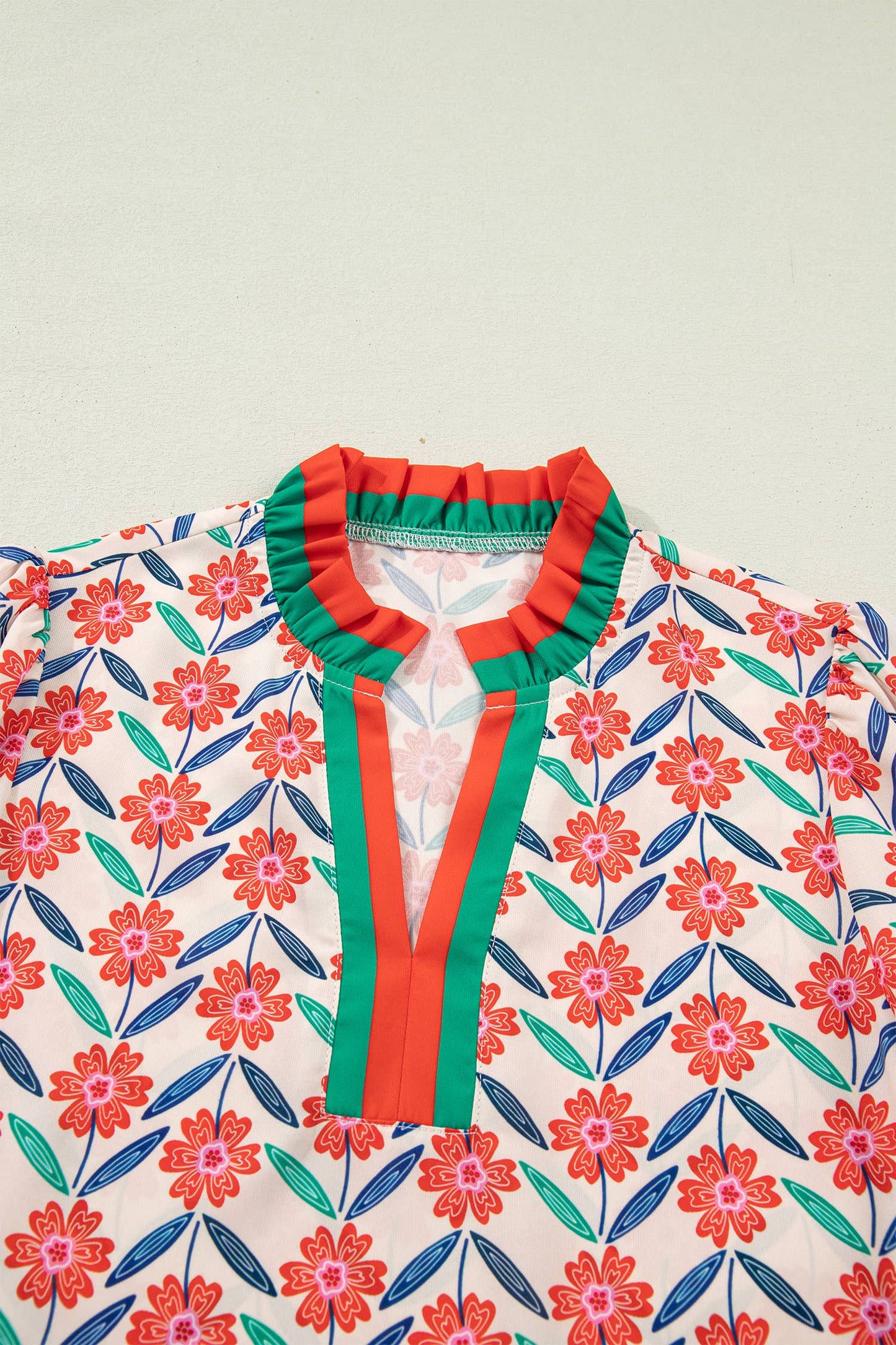 Floral Print Striped Blouse