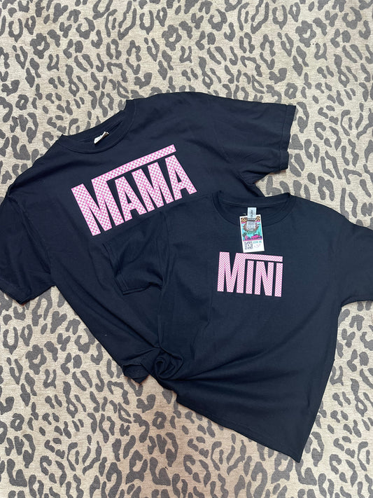 - Mama/Mini Pink Checkered Tee