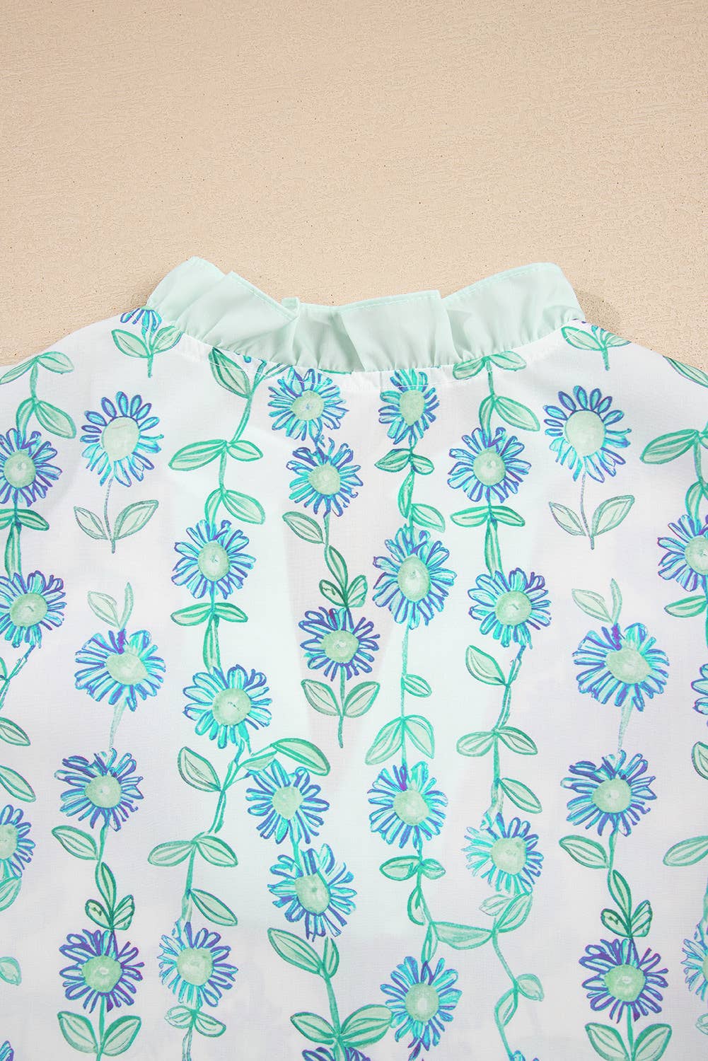 Floral Print Striped Flutte Blouse